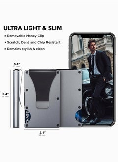 KASTWAVE Minimalist Wallet for Men and Women Front Pocket Wallet RFID Blocking Anti-Theft Slim Aluminum Wallet With Money Clip Credit Card ID Card Passport Holder Elegant Durable Metal Wallet  - Image 3