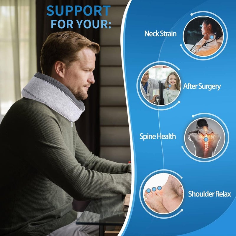 Angju Travel Neck Pillow, Memory Foam Neck Pillow for Airplane, Machine Washable Flight Travel Pillow Essentials Adjustable/Breathable Cover for Sleep Rest, Car, Office, Home Use - Image 3