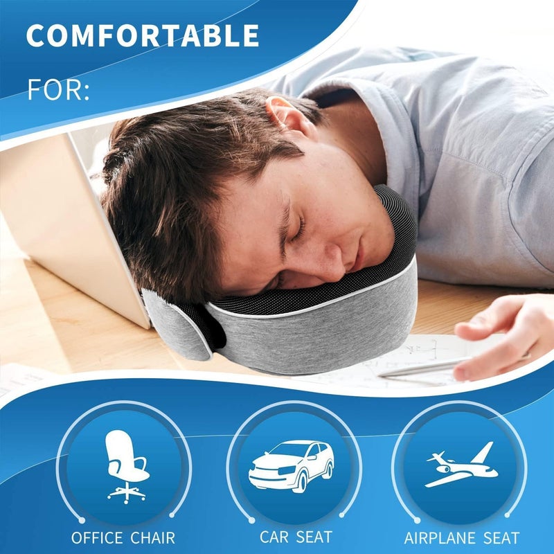 Angju Travel Neck Pillow, Memory Foam Neck Pillow for Airplane, Machine Washable Flight Travel Pillow Essentials Adjustable/Breathable Cover for Sleep Rest, Car, Office, Home Use - Image 4