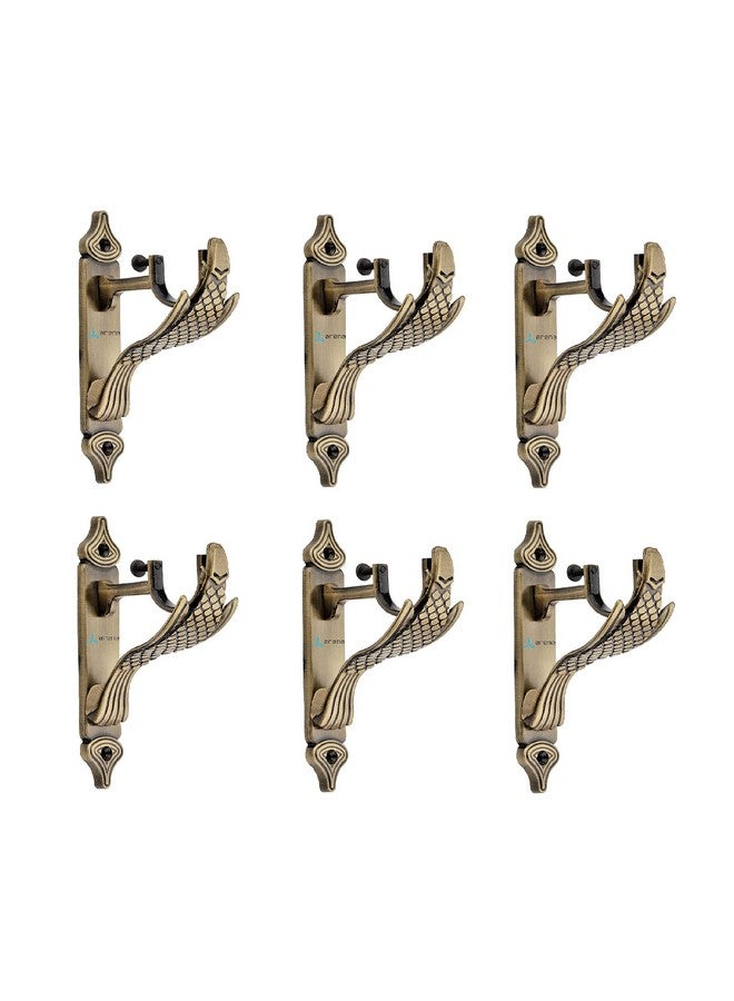 Arena Brass Antique Alloy Zinc Curtain Brackets | Window Rod Holder | Antique Brass Rod end Cap | for 1 Inch Rods | Curtain finials | Window Rod Holder | Curtain Bracket Set of 3 (6 pcs) - Image 1
