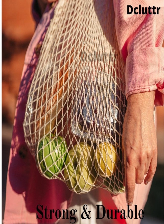 Dcluttr Stylish mesh tote bags for women - Pack of 2 bags | Large foldable reusable shopping bag for women | Breathable vegetable storage | Multipurpose use for travel & beach. - Image 4