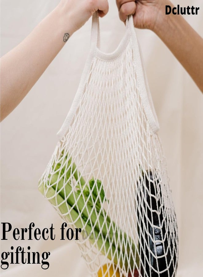 Dcluttr Stylish mesh tote bags for women - Pack of 2 bags | Large foldable reusable shopping bag for women | Breathable vegetable storage | Multipurpose use for travel & beach. - Image 5