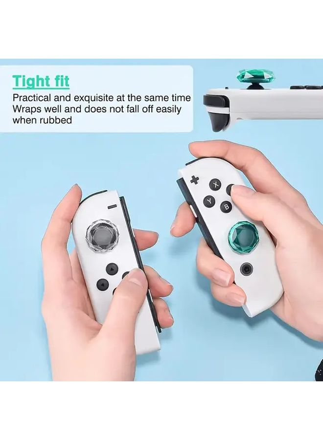 مقابض الإبهام ثلاثية الأبعاد من Red Transparent Diamond لجهازي Nintendo Switch Lite وOLED، 4 قطع - Image 2