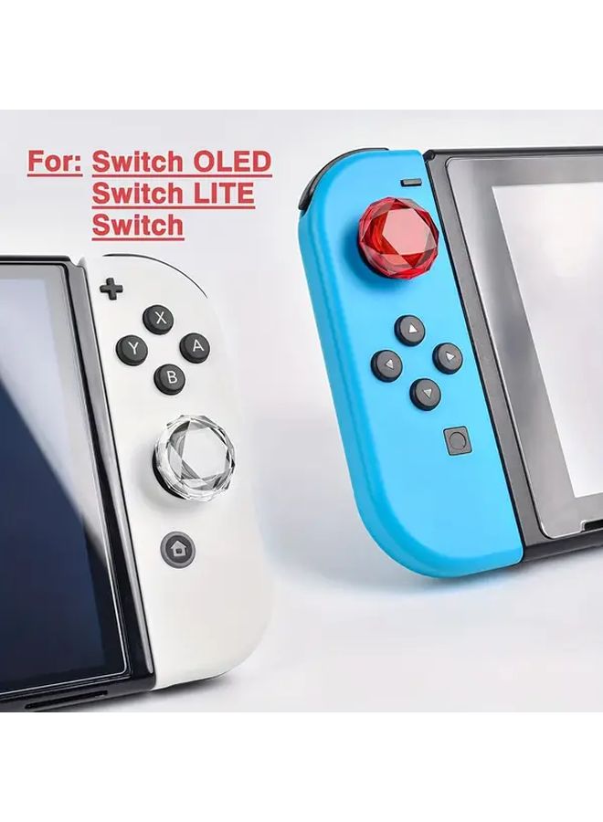 مقابض الإبهام ثلاثية الأبعاد من Red Transparent Diamond لجهازي Nintendo Switch Lite وOLED، 4 قطع - Image 3