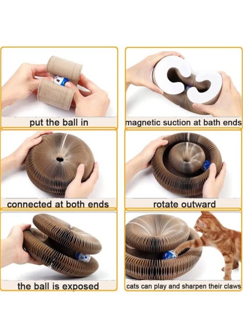 Magic Organ Cat Scratching Board with Toy Bell , Foldable, Deformable and Combinable Interactive Cat Toy