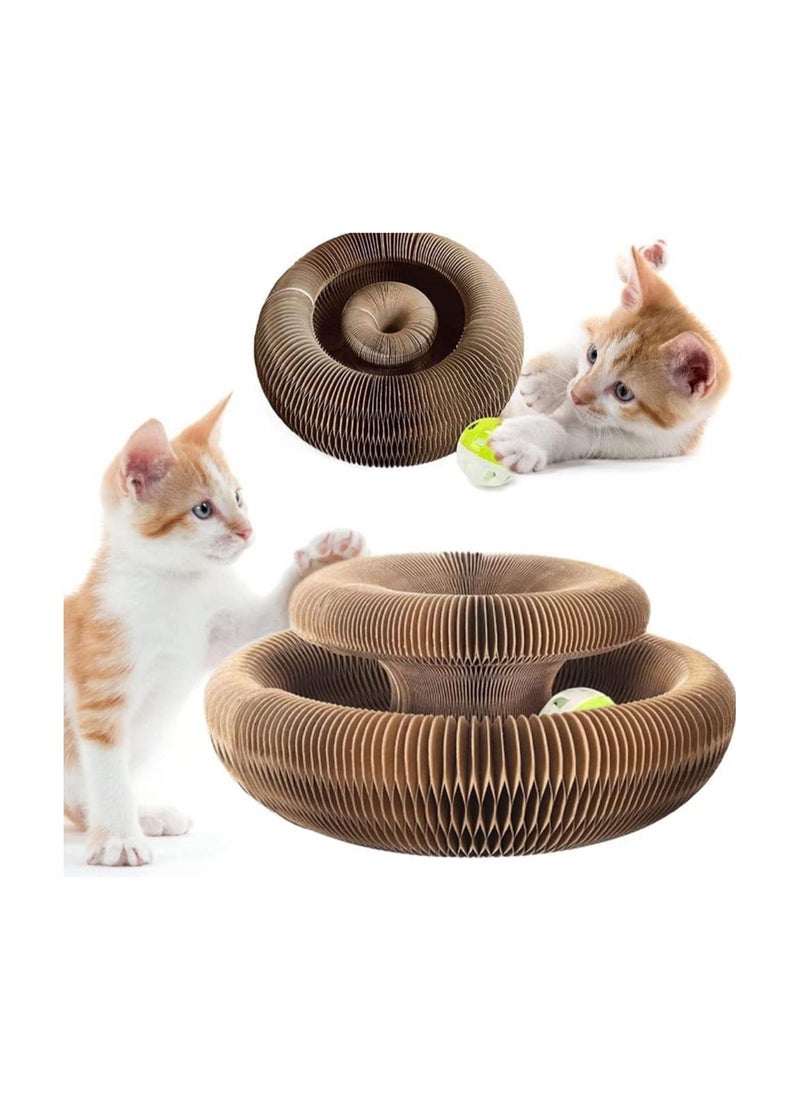 Magic Organ Cat Scratching Board with Toy Bell , Foldable, Deformable and Combinable Interactive Cat Toy