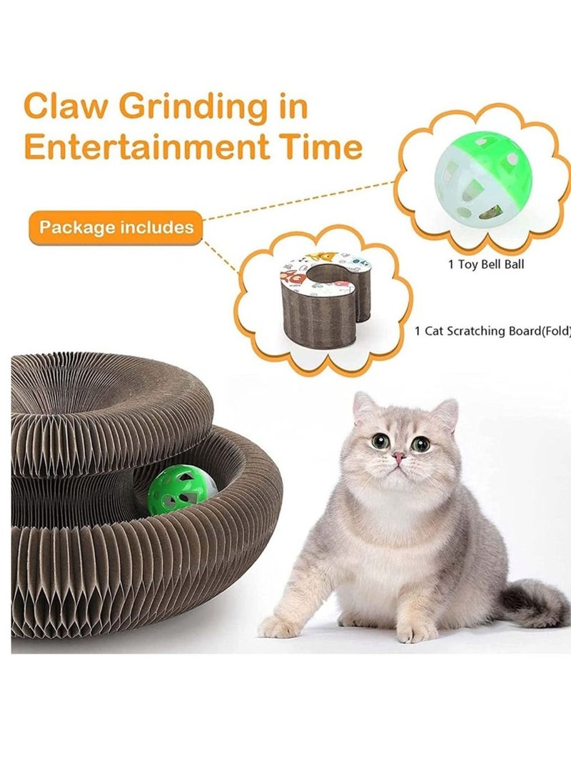 Magic Organ Cat Scratching Board with Toy Bell , Foldable, Deformable and Combinable Interactive Cat Toy
