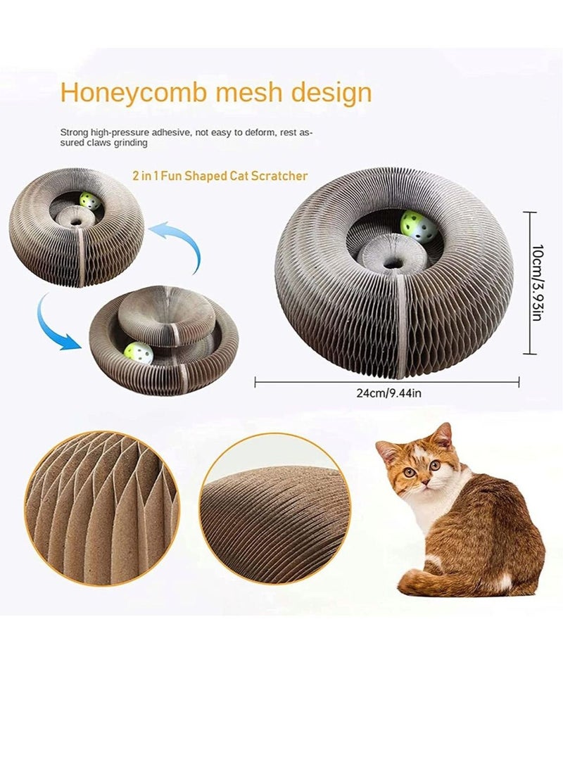 Magic Organ Cat Scratching Board with Toy Bell , Foldable, Deformable and Combinable Interactive Cat Toy