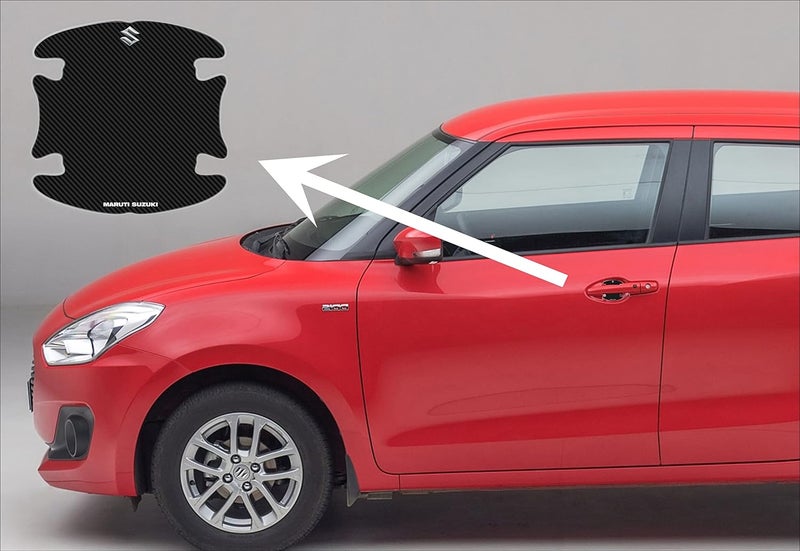 BIG FLAG BFRC 3D Gel Finish Car Door Carbon Fiber Handle Cup Scratch Guard Sticker Universal for Specific Brand (Pack of 2) (MRDRCFVAR) (New Swift_MARUSUZUKI) - Image 1