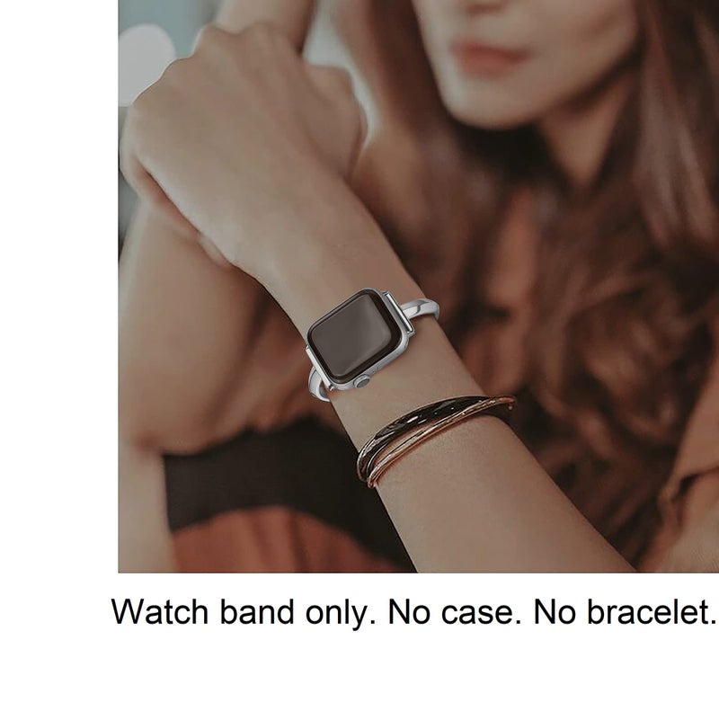 PlusRoc Stainless Steel Band Compatible with Apple Watch Band 38mm 40mm 41mm 42mm(Series 11/10) iWatch SE Series 11 10 9 8 7 6 5 4 3 2 1, Slim Versatile Bangle Bracelet for Women, Silver - Image 5