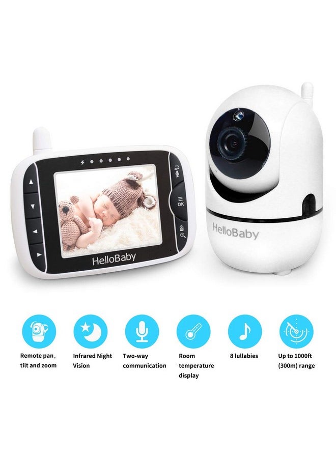 Hellobaby - Baby Monitor With Remote Pan-Tilt-Zoom Camera And 3.2'' Lcd Screen, Infrared Night Vision (Black) - Image 1