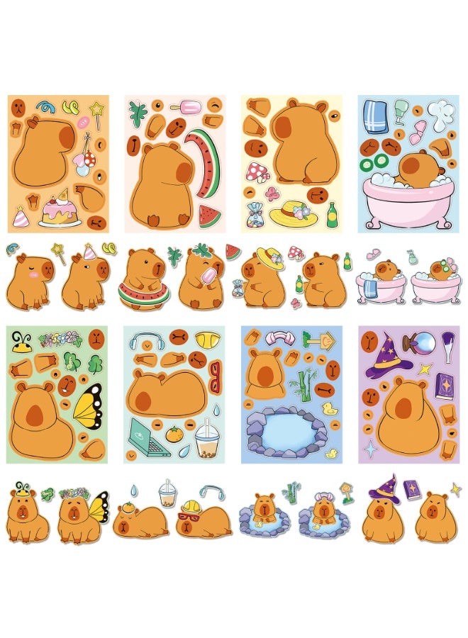 VTERLY Capybara Cute Sticker Set (8 - Pack) - Adorable Animal Stickers for Journaling, DIY Crafts & Decor - Image 2