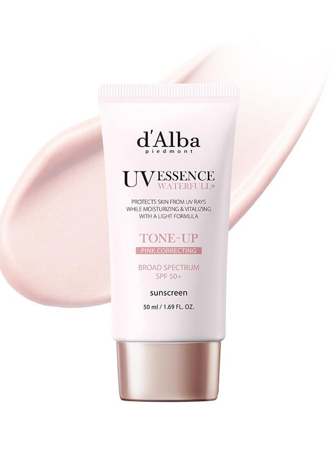 d'alba Piedmont UV Essence Waterfull Tone-Up Sunscreen, Glow and Brightening Sunscreen with SPF 50+ PA++++, Protect Skin From Damage Ultraviolet Rays, Gentle and Safe Use for All Skin Types - 50ml - Image 1