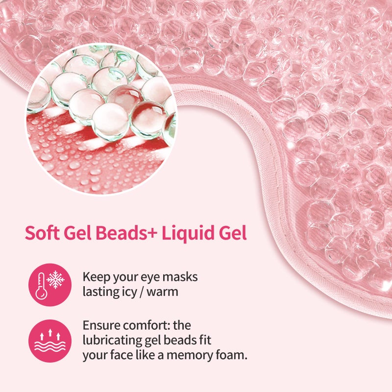 CONSGIJI 2PCS Gel Eye Mask Reusable Cold Therapy Gel Bead Eye Mask for Puffiness/Dark Circles/Eye Bags/Dry Eyes/Headaches/Migraines/Stress Relief, Cold Compress Mask (Pink) - Image 5