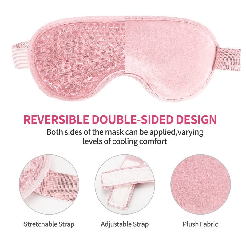 CONSGIJI 2PCS Gel Eye Mask Reusable Cold Therapy Gel Bead Eye Mask for Puffiness/Dark Circles/Eye Bags/Dry Eyes/Headaches/Migraines/Stress Relief, Cold Compress Mask (Pink) - Image 3