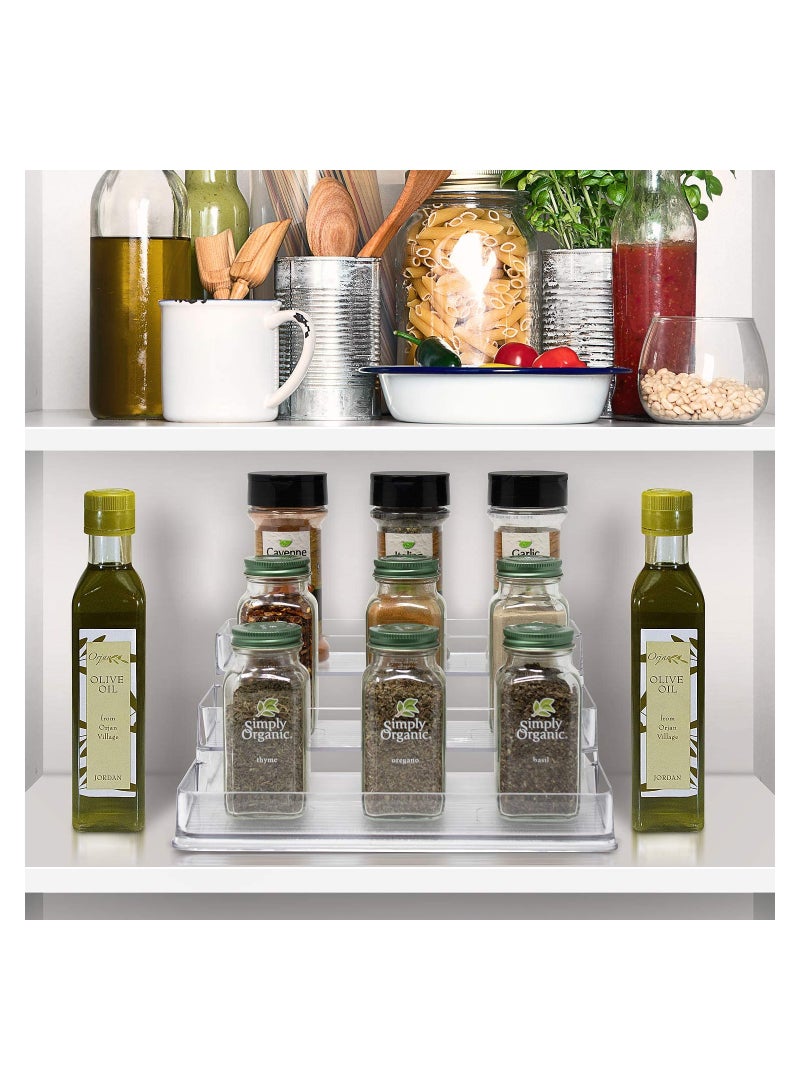 Excefore 3-Tier Clear Spice Rack Organizer for cabinet (2-Pack) - Step Shelf - for Kitchen Pantry Countertop Bathroom Bedroom Office Desk Shelf - Acrylic - BPA Free - Image 3