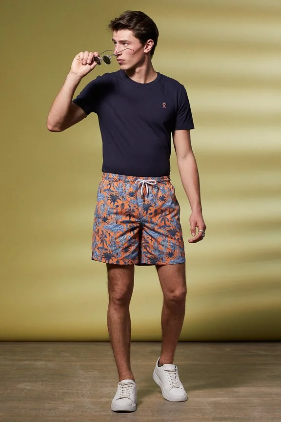 Vicomte A. Midas Orange Printed Swimshorts