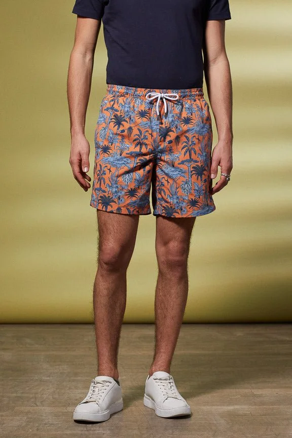Vicomte A. Midas Orange Printed Swimshorts