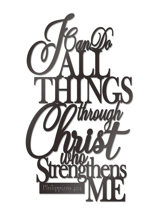 KOYILTD I Can Do All Things Through Christ Sign Metal Wall Decor Black Religious Wall Scripture Large Christian Wall Art Bible Verses Wall Decor for Living Room Kitchen (14.9x11.2 in) - Image 1