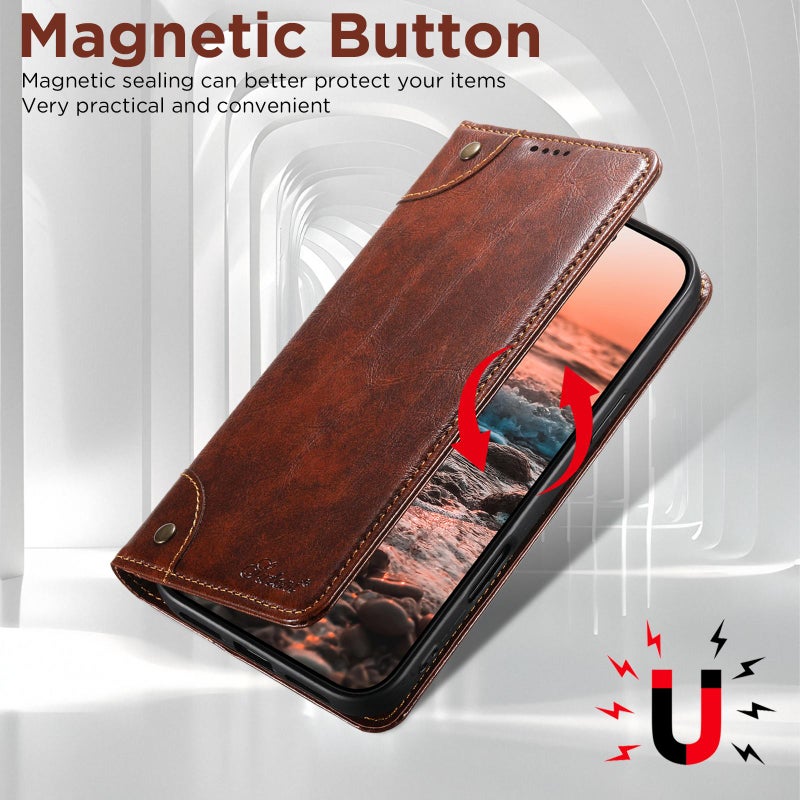 سوتين جراب هاتف من الجلد بمشبك وملمس عجل باروكي لهاتف iPhone 17 (كاكي) - Image 3