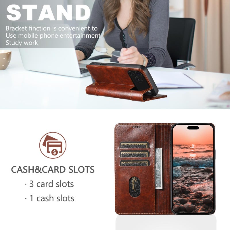 سوتين جراب هاتف من الجلد بمشبك وملمس عجل باروكي لهاتف iPhone 17 (كاكي) - Image 5