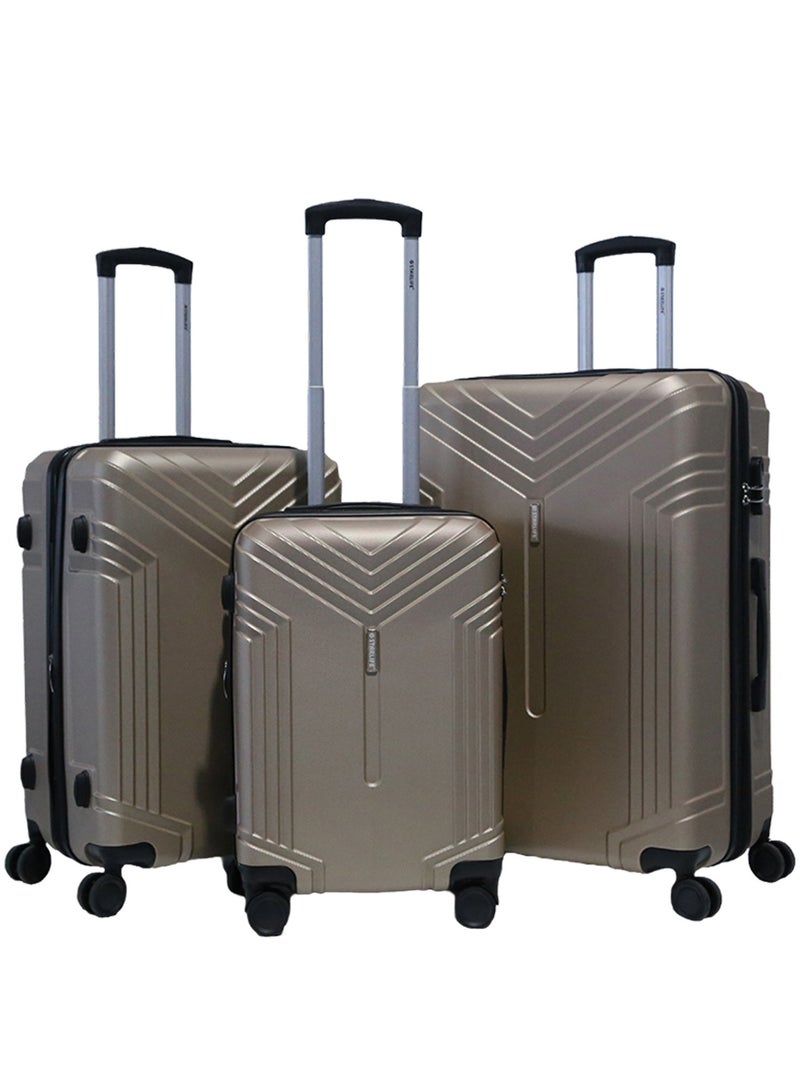 ستار لايف مجموعة حقائب سفر بعجلات من الجانب الصلب ABS مكونة من 3 قطع بعجلات دوارة مع قفل أرقام - Image 1