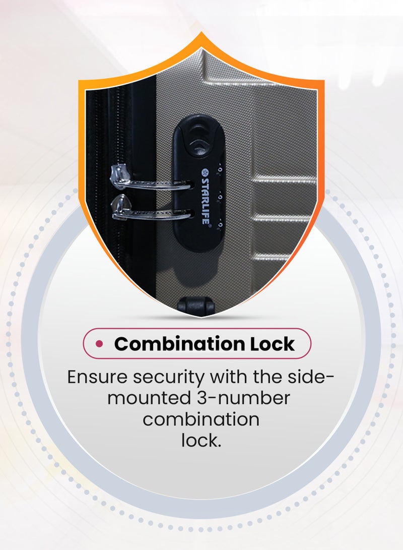 ستار لايف مجموعة حقائب سفر بعجلات من الجانب الصلب ABS مكونة من 3 قطع بعجلات دوارة مع قفل أرقام - Image 2