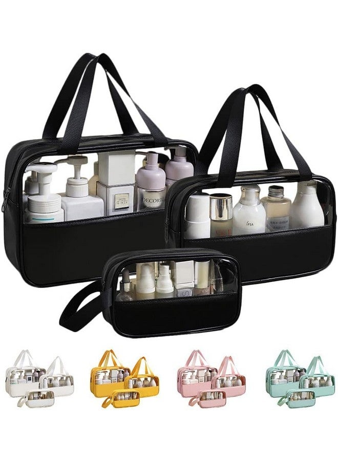 CABLE GALLERY Waterproof Toiletry Bag for Men and Women Travel Toiletry Bag Transparent Makeup Bag Hanging Cosmetic Organizer Bag (Set of 3 Bag) (Black) - Image 3