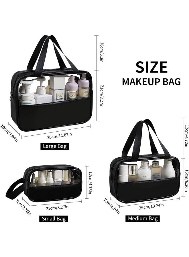 CABLE GALLERY Waterproof Toiletry Bag for Men and Women Travel Toiletry Bag Transparent Makeup Bag Hanging Cosmetic Organizer Bag (Set of 3 Bag) (Black) - Image 2