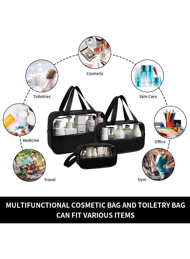 CABLE GALLERY Waterproof Toiletry Bag for Men and Women Travel Toiletry Bag Transparent Makeup Bag Hanging Cosmetic Organizer Bag (Set of 3 Bag) (Black) - Image 5