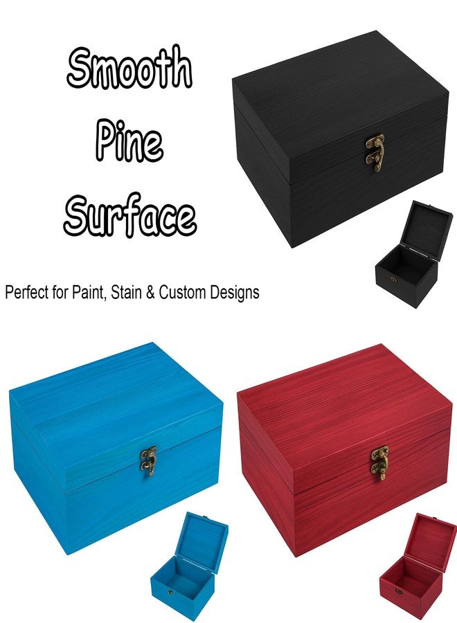 Almagic Unfinished Wood Box with Hinged Lid 1 Pack - 10.6" x 7.6" x 4.3" Smooth Unpainted Wooden Storage Box for Crafts, Jewelry, DIY Painting, Gift Packaging - Lightweight & Warp-Resistant - Image 3