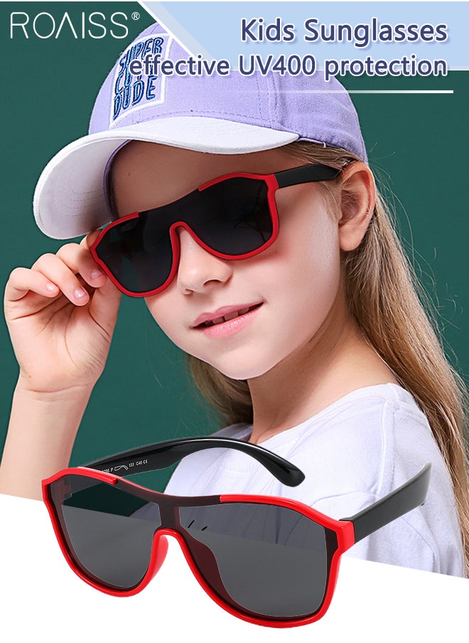 roaiss Aviator Polarized Sunglasses for Kids, UV400 Protection Cute Beach Holiday Sun Glasses with Lightweight Flexible TPEE Frame for Boys Girls and Children Age 3-12, Red Black  - Image 1