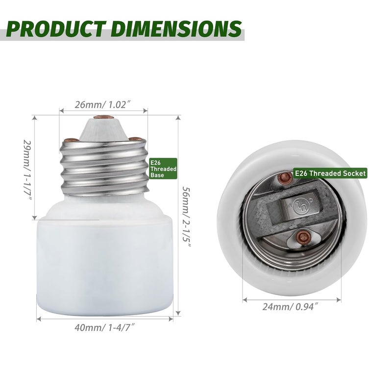 EMNOOTI Porcelain Socket Extension Adapter - E26 to E26 Standard Medium Screw Bulb Socket Extender - Image 5