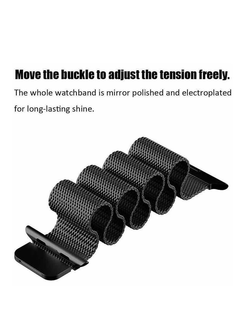 2 Pack For Apple Watch Alpine Watch Band 49mm/45mm/44mm/42mm Milanese Stainless Steel Magnetic Watch Band Compatible With Iwatch Series 8/Ultra/7/Se/6/5/4/3/2/8/9/Black/Silver - Image 4