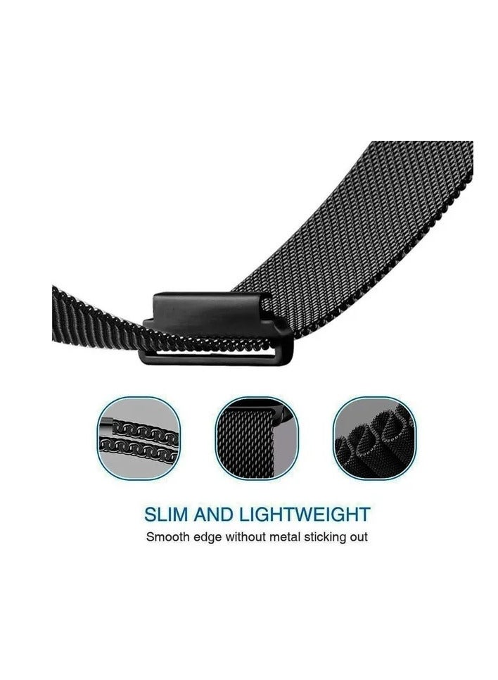 2 Pack For Apple Watch Alpine Watch Band 49mm/45mm/44mm/42mm Milanese Stainless Steel Magnetic Watch Band Compatible With Iwatch Series 8/Ultra/7/Se/6/5/4/3/2/8/9/Black/Silver - Image 2