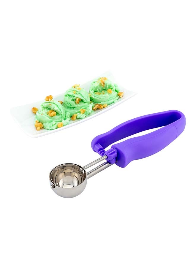 Restaurantware مغرفة جيلاتو مريحة 0.86 أونصة، 1 مغرفة آيس كريم مزدوجة الاستخدام - شفرة مدمجة، مقبض ساطع، مغرفة عجينة بسكويت من الفولاذ المقاوم للصدأ الأرجواني، قبضة مريحة، لجميع المكونات - Image 4