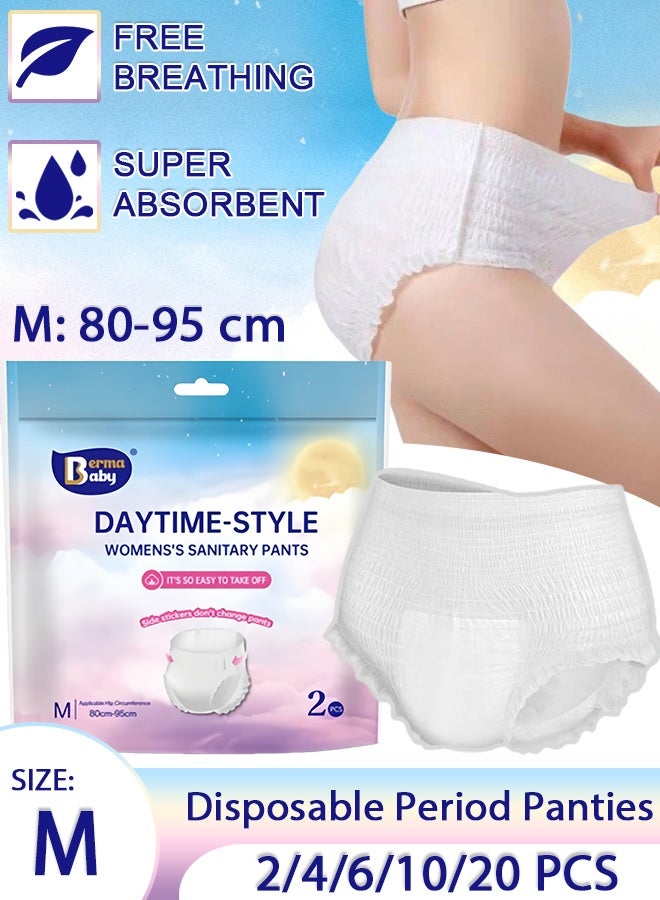 Berma Baby سراويل داخلية للاستعمال مرة واحدة للنساء مقاومة للتسرب، سراويل داخلية رفيعة للغاية قابلة للتنفس خلال النهار، حماية 360 درجة، سراويل داخلية ناعمة للغاية لفترة التدفق الثقيل، تحافظ على الجفاف والانتعاش M - Image 1