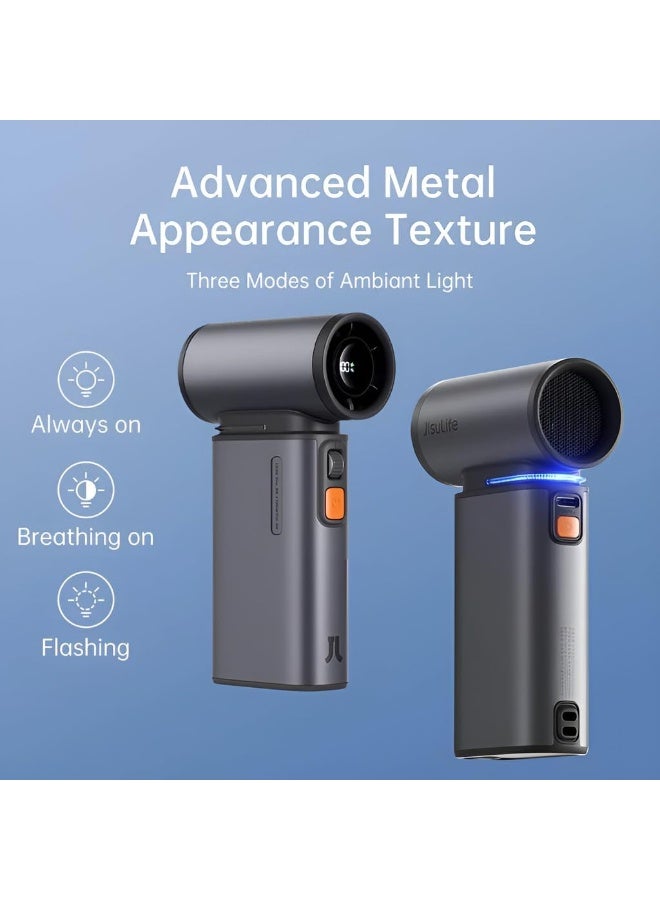 JISULIFE Handheld Fan Ultra2, 9000mAh Max 25 Hrs, 5 IN 1, 100 Speed Turbo Fan Rechargeable 18W Power Bank with Flashlight, Metal Shell Multi-Function Travel Essentials Gifts for Men,Women - Image 2