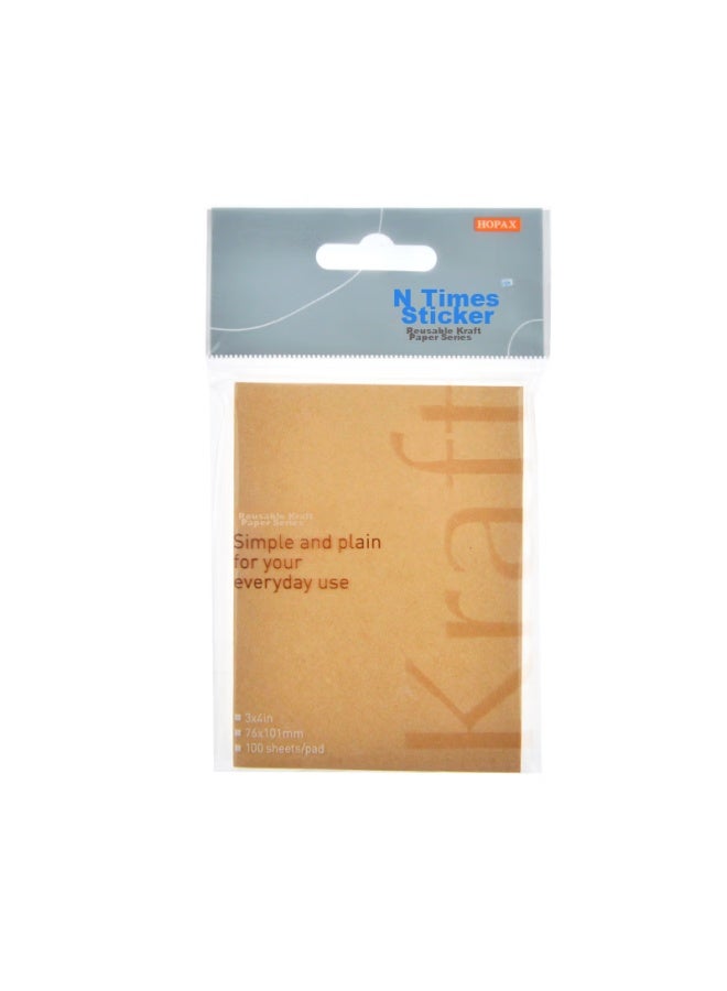 Stickn 100 Sheets 76X101Mm Kraft Paper Sticky Notes, Memo Pads, Notepads, 31093 - Image 1