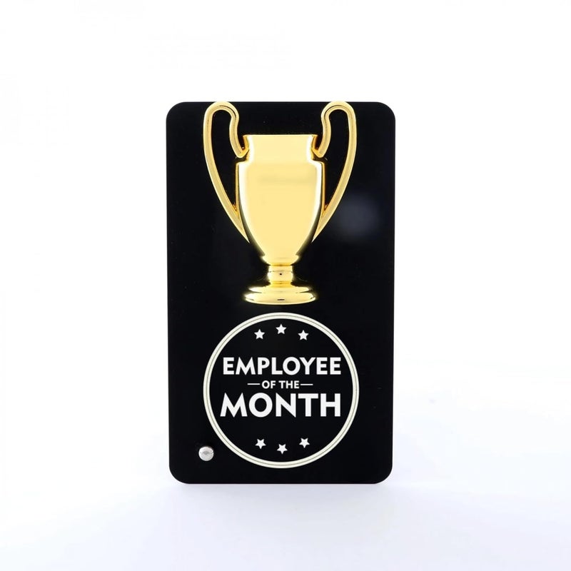 CrownLit Metal Trophy Plaque, Employee of the Month Award, 16 cm x 9 cm, Black and Gold (Employee of The Month) - Image 4
