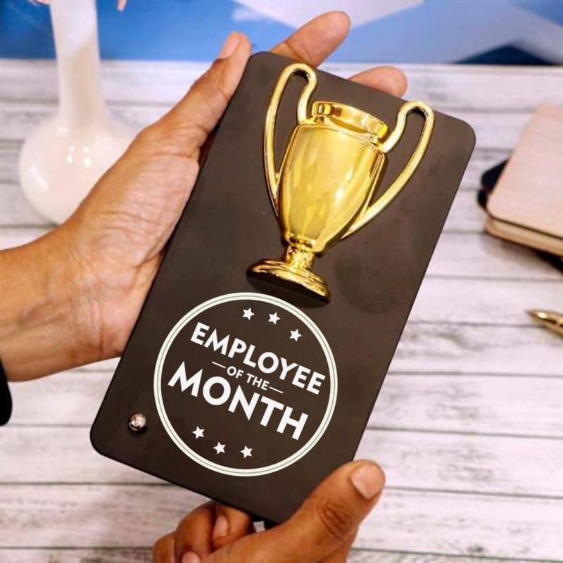 CrownLit Metal Trophy Plaque, Employee of the Month Award, 16 cm x 9 cm, Black and Gold (Employee of The Month) - Image 5