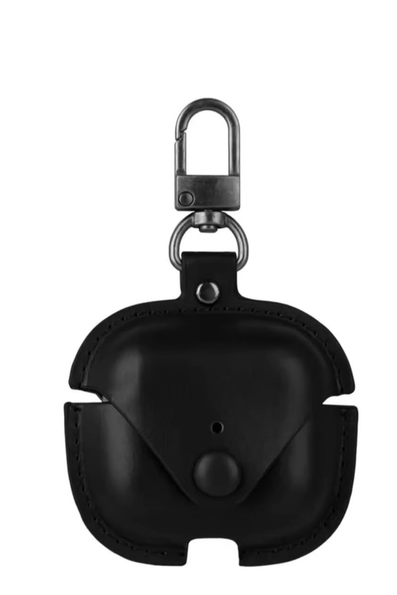 Leather Compatible with Anker Soundcore R50i Case Cover, Leather Shockproof Protective Case Wireless Earbuds with Carabiner (Black) - Image 1