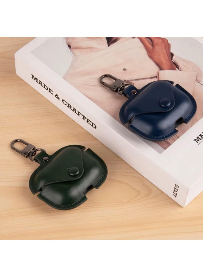 Leather Compatible with Anker Soundcore R50i Case Cover, Leather Shockproof Protective Case Wireless Earbuds with Carabiner (Black) - Image 5