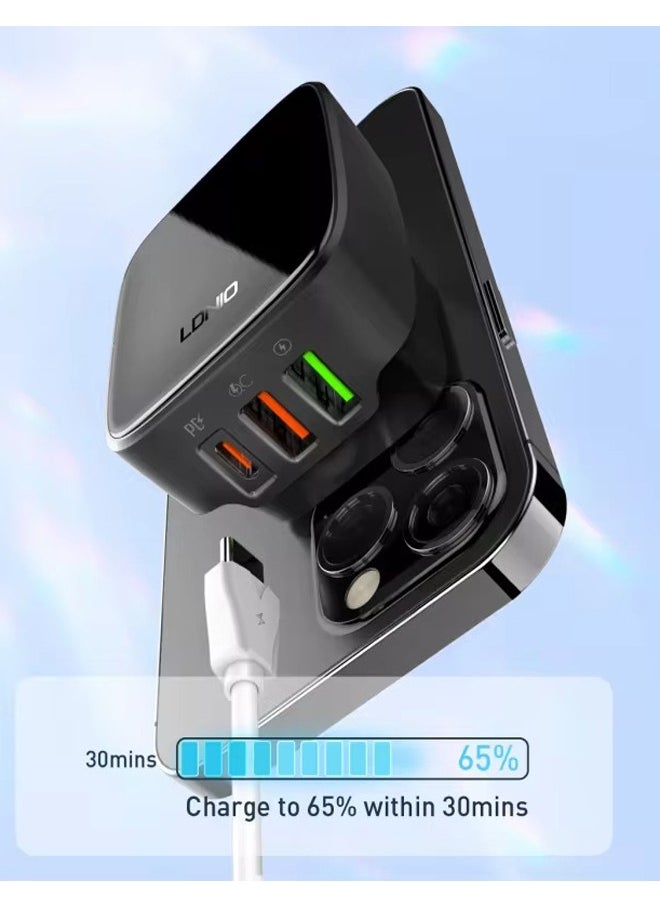 LDNIO USB C Charger Plug, 32W USB Charger 3-Port Multi USB Charger Fast Charging Type C PD Power Adapter for Samsung S21, S23, S22 Ultra, S10, A13, iPhone 15/14/13/12/11 Pro Max/ XR Black  - Image 2