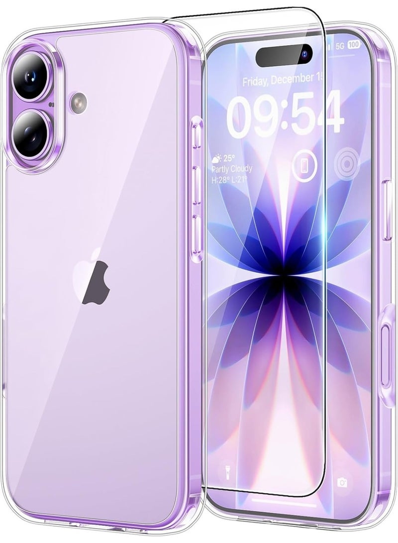 جراب لهاتف iPhone 17، مضاد للاصفرار مع واقي شاشة، جراب هاتف نحيف مقاوم للصدمات بدرجة عسكرية لهاتف iPhone 17، شفاف - Image 1