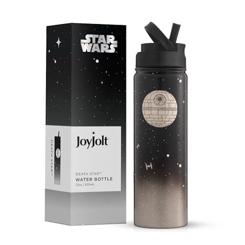 JoyJolt Stainless Steel 22 oz Star Wars Water Bottle with Straw Lid BPAFree Sports and Travel Vacuum Insulated Water Bottle Destination Collection Death Star Bottle Star Wars Gifts - Image 1