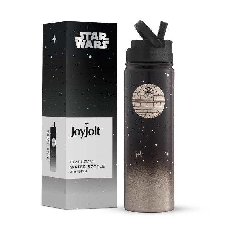 JoyJolt Stainless Steel 22 oz Star Wars Water Bottle with Straw Lid BPAFree Sports and Travel Vacuum Insulated Water Bottle Destination Collection Death Star Bottle Star Wars Gifts - Image 2