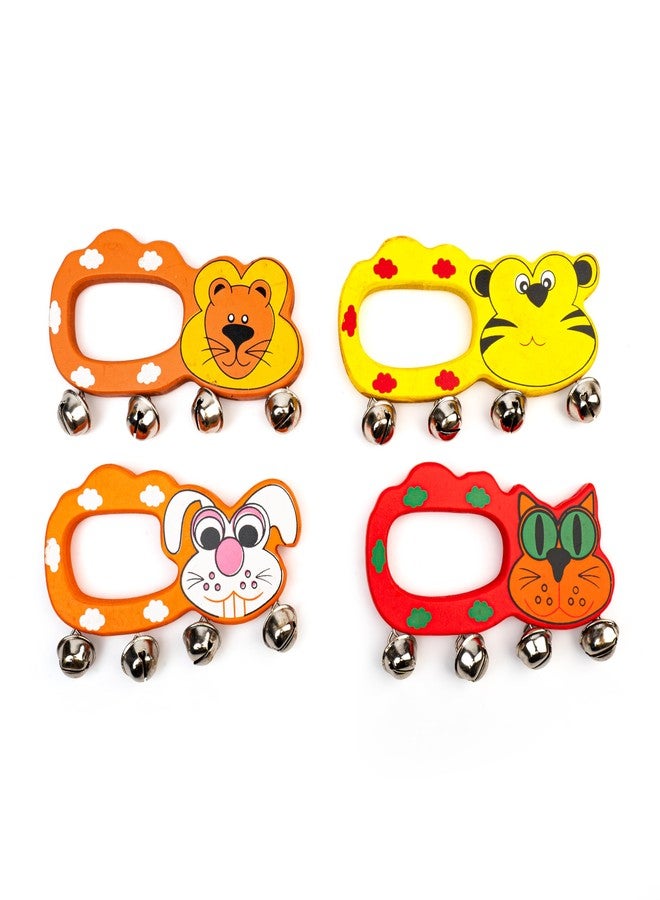 WoCra® Wooden Baby Rattle Toys - Pack of 5 | Non-Toxic Handmade Musical Toys for Newborns, Infants & Toddlers | Xylophone, Drum, Jingle, Cage & Animal Rattle (Random Colors) | Safe Wooden Sensory Toys for Babies - Image 3