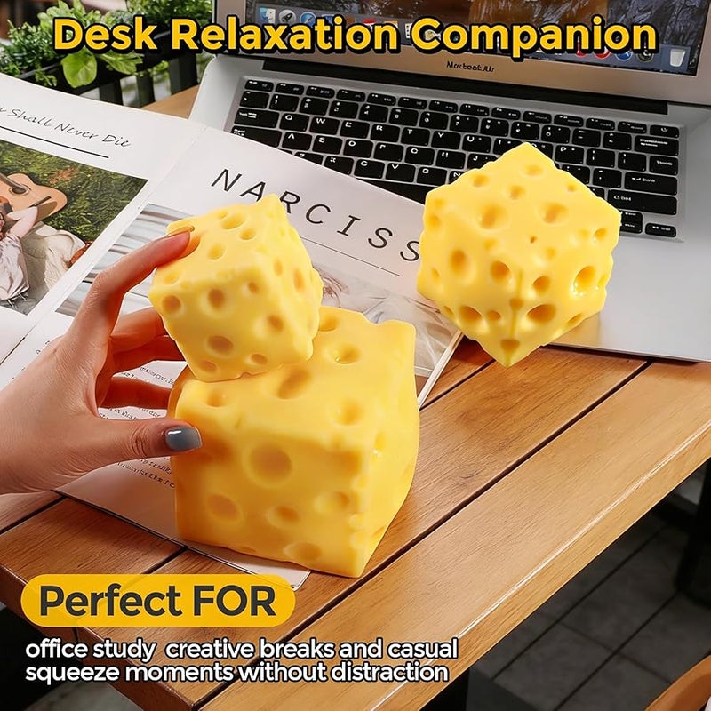 QITAI Cheese Squishy (6cm),Cheese Block Squeeze Toy,Food Squishies Stress Relief Fidget Toy,Stocking Stuffer Novelty Gifts for Birthday (2.4 inch) - Image 3