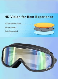 ShebSheb Swim Goggles No Leaking Anti-Fog Pool Goggles Swimming Goggles for Adult Men Women Youth, UV Protection 180° Clear Vision  - Image 2